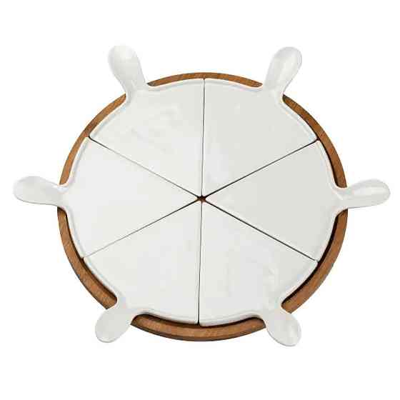 Вертка тарілка для піци 28 см з бамбуковою основою Київ