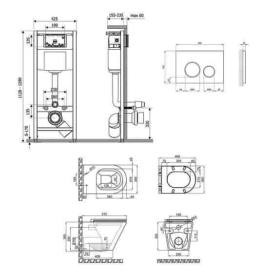 Готове рішення Qtap для ванної кімнати: підвісний унітаз Scorpio Ultra Quiet 520x365x365 + комплект інсталяції Nest 4 в 1 Київ