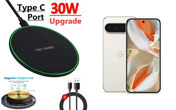 Бездротовий зарядний пристрій Copper до 30W для Google Pixel 7, Pixel 7a, Pixel 7 Pro, USB-C, LED Київ