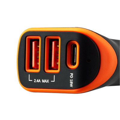 Зарядное устройство Canyon Universal 3xUSB car adapter Black+Orange (CNE-CCA08BO) Винница - изображение 2