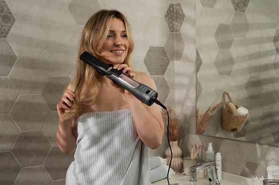 Фен-щітка ARDESTO Brush Pink Touch, 1200Вт, 2 швидкості, 2 темп. режими, LED-дисплей, функція іонізації , 4 насадки, сірий+ рожевий Київ