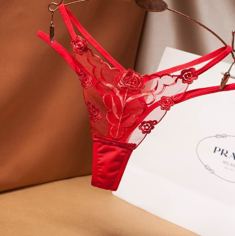 Интимные трусики красные с цветочним принтом - размер универсальный (на резинке), в талии до 90см Киев - изображение 1