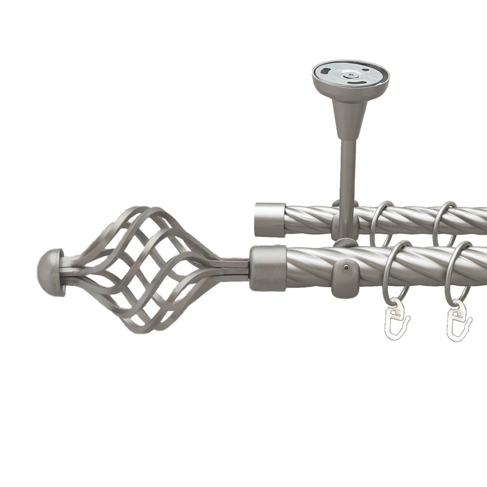 Карниз Orvit Арезо металевий дворядний відкритий до стелі скручена труба кільце металеве Сатин 25\19 мм 200 см Львов - изображение 1