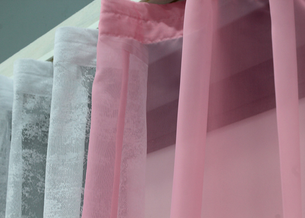 Кухонні шторки VR-Textil № 083к з підв'язками білий із рожевим 280х170 см (52-0912) Київ - фото 4