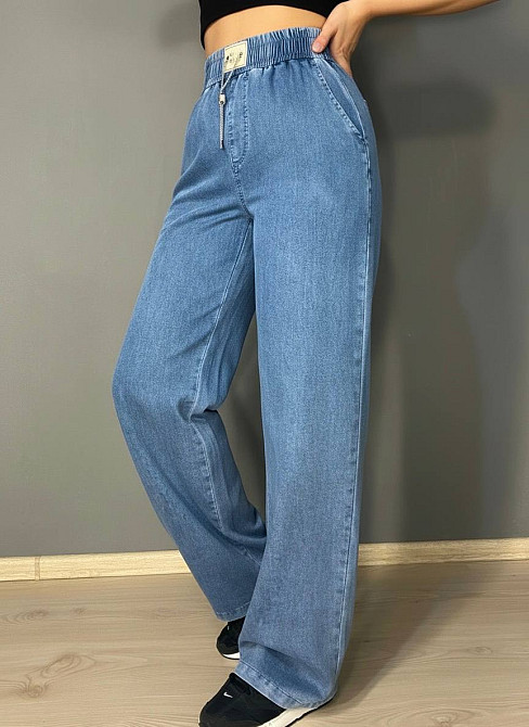 Джинси жіночі Yingguoxiang 36-2 палаццо тенсель тонкі на резинці сині, синій, 26, 26, 69 см, 96 см Київ - фото 17