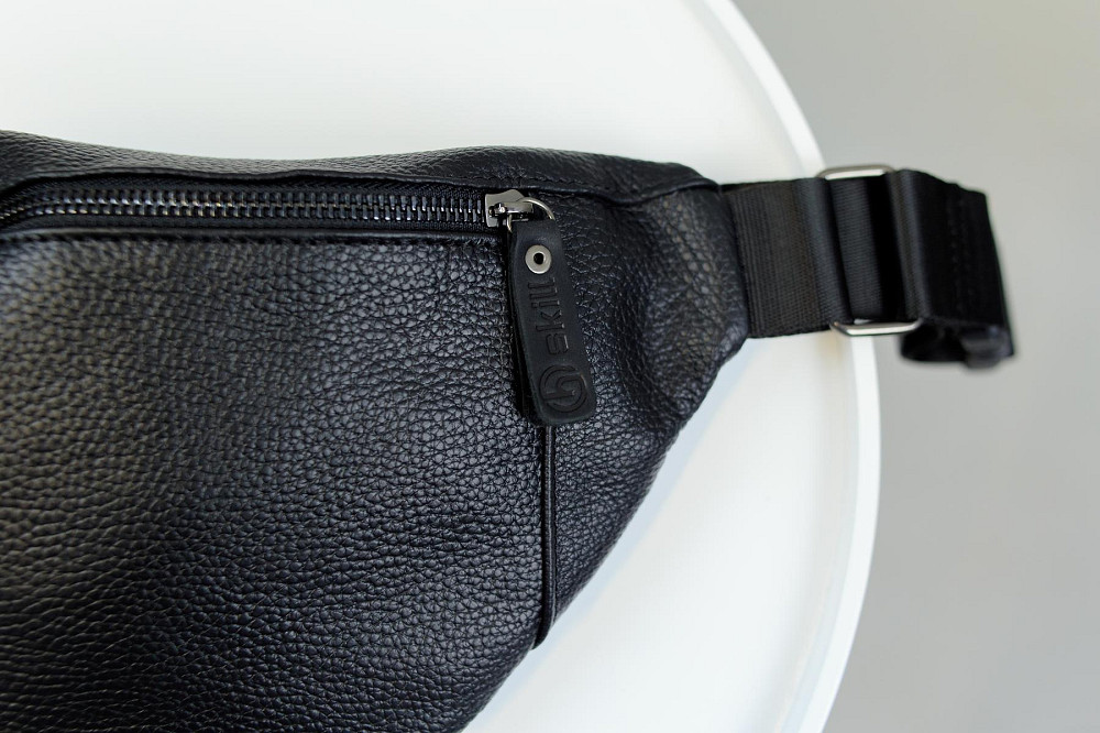 Бананка із натуральної шкіри, шкіряна сумка на пояс SKILL Lodka (Чорна) Суми - фото 7