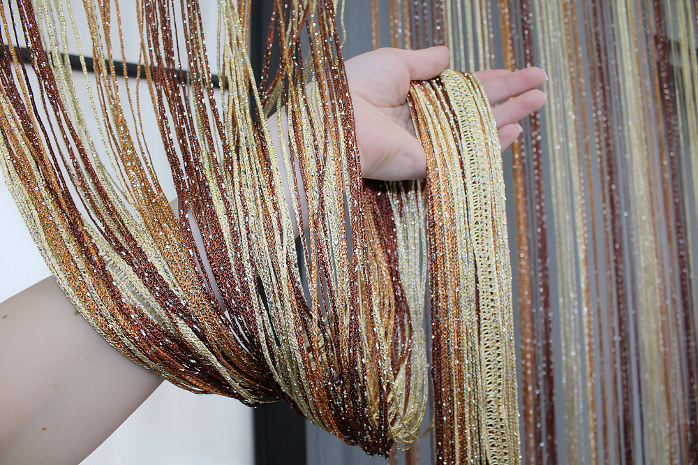Штори-нитки "Кісея" з люрексом Бежевий з помаранчево-коричневим 300х300см 1 шт (61-032) Київ - фото 7