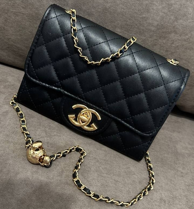 Сумка женская кожаная стеганая (Черный) Винница - изображение 1