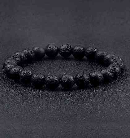 Браслет з вулканічної лави 8 мм на резинці, натуральний камінь, чоловічий браслет Київ