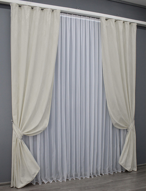 Комплект готових штор VR-Textil Софт № 1440ш Молочний 140х270 см 2шт (33-0338) Київ - фото 3