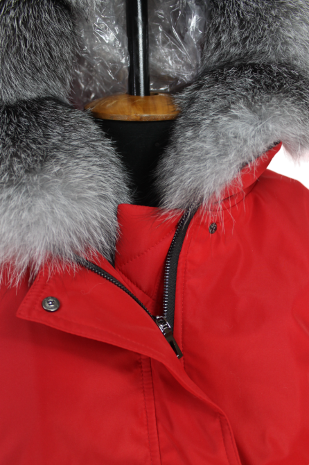 Бомбер женский с мехом блюфрост 50 Красный Харьков - изображение 10