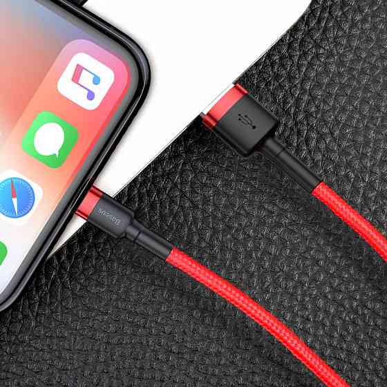 Кабель Baseus Cafule Lightning Cable 2A 3м червоний/чорний Львів