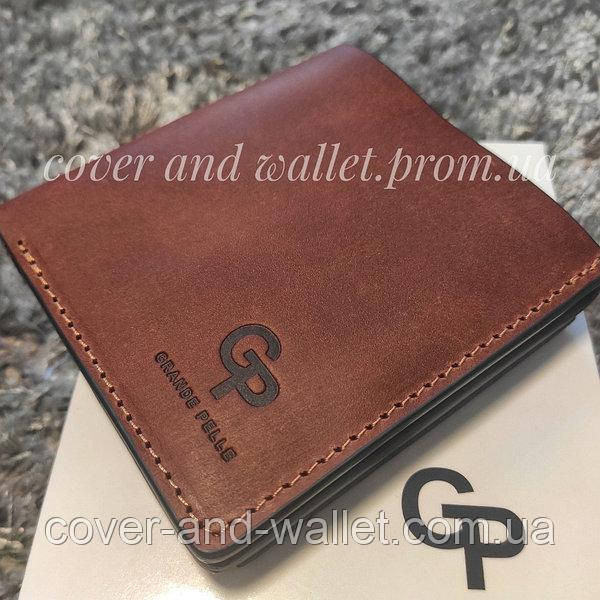 Вінтажний коричневий гаманець ручної роботи на магнітах з монетницею Grande Pelle Lettera Київ - фото 1