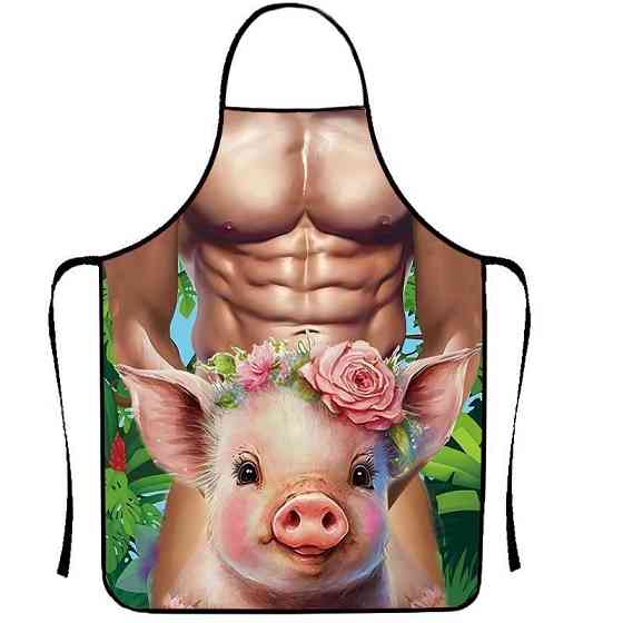 Фартук с приколом с рисунком свиньи 80 на 60 см разноцветный Киев