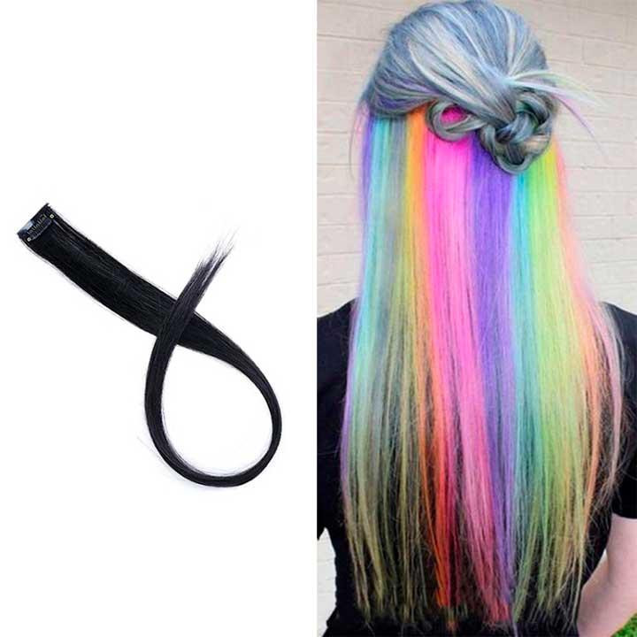 Накладная прядь волос цветная на заколках 60 см Черный Винница - изображение 1