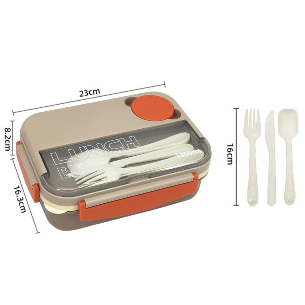 Контейнер, ланч-бокс для гарячої та холодної їжі, судочок з окремими відсіками та столовими приборами для їжі, бежевий Кам'янець-Подільський - фото 8