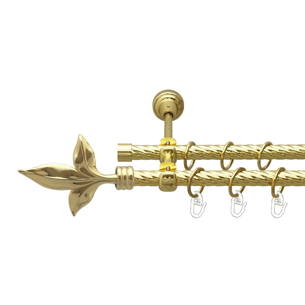 Карниз Orvit Листок Лілії металевий дворядний відкритий скручена труба кільце металеве Золото 16\16 мм 240 см Львов - изображение 1