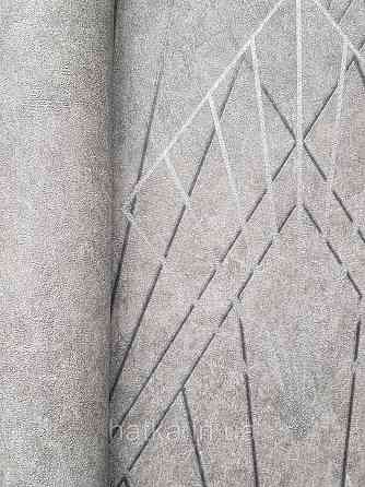 Шпалери вінілові на флізеліні Sintra Simmetria геометрія фігури смуги сірі чорні срібло 524442 Київ