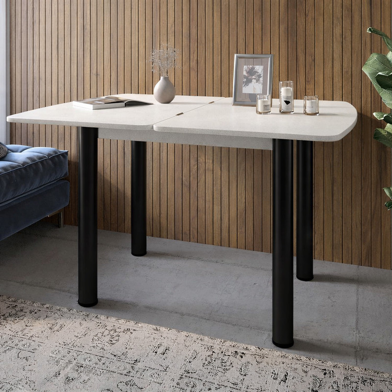 Обеденный стол раскладной LION Нота черные ножки Бетон Style 60x90/90x120 (LION-045134) Львов - изображение 1