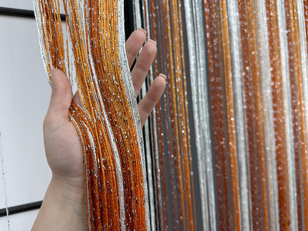 Шторы-нити с люрексом Белый с терракотовым и оранжевым 300х300см 1 шт (61-121) Киев - изображение 5