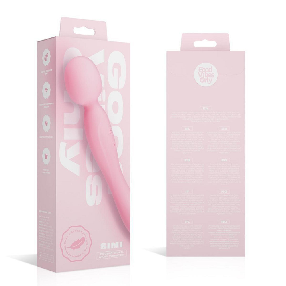 Вибромассажер Good Vibes Only - SIMI Double-Sided Wand Vibrator Soft Silicone - Pink Sex Aura Киев - изображение 10