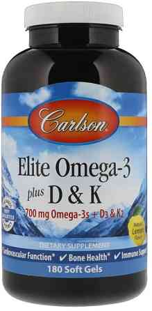 Омега 3 Д3 і вітамін К Carlson Omega-3 Plus D & K 180 гел капс Київ