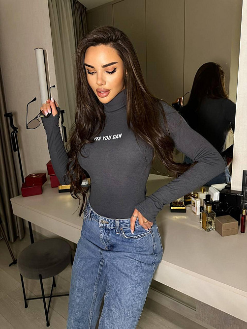 Жіночий стильний теплий боді джерсі з начосом Графіт, 44/46 Одеса - фото 5