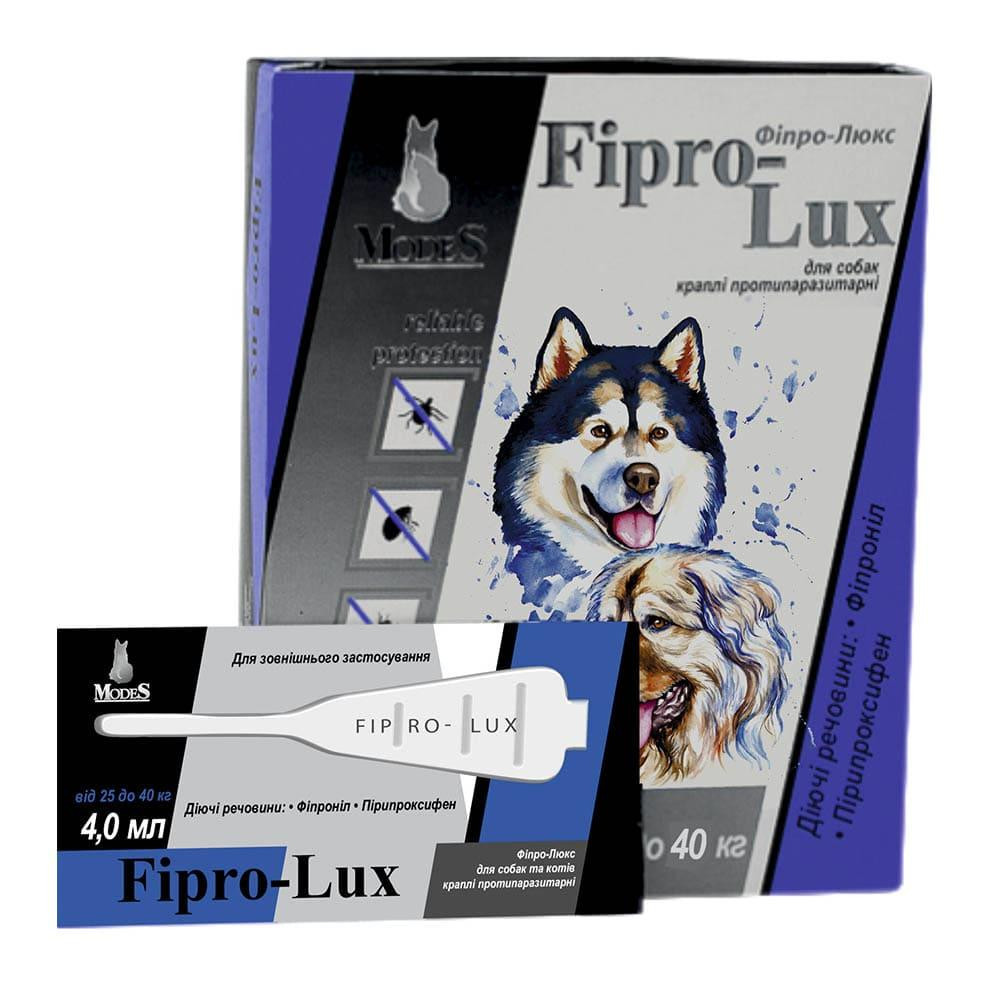 Капли ModeS Фипро-Люкс противопаразитарные для собак 25 - 40 кг (4 шт х 4 мл) Винница - изображение 1