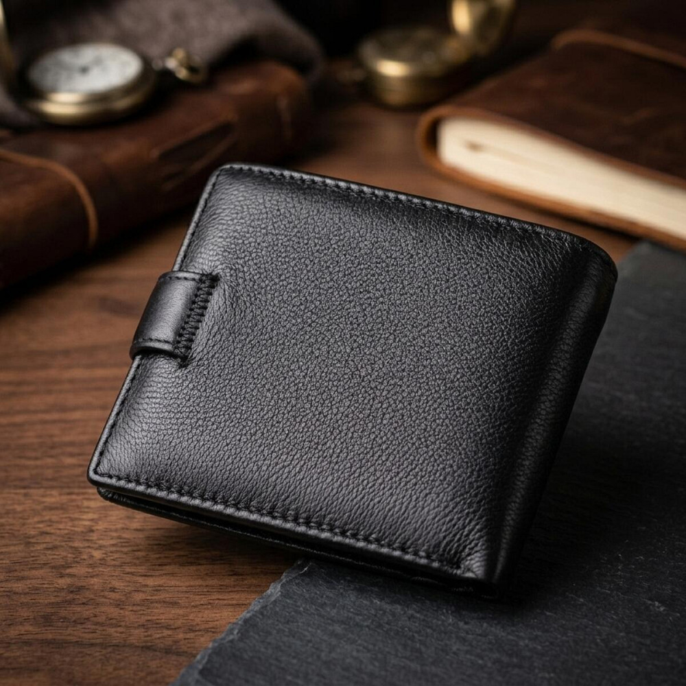 Горизонтальное мужское портмоне из натуральной кожи ST Leather 22487 Черный Киев - изображение 14