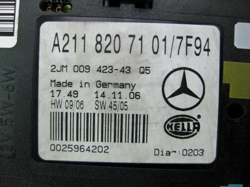 Mercedes-Benz  A2118207101 7F94 Плафон стельовий передній сірий E-Class W211 Одесса - изображение 3