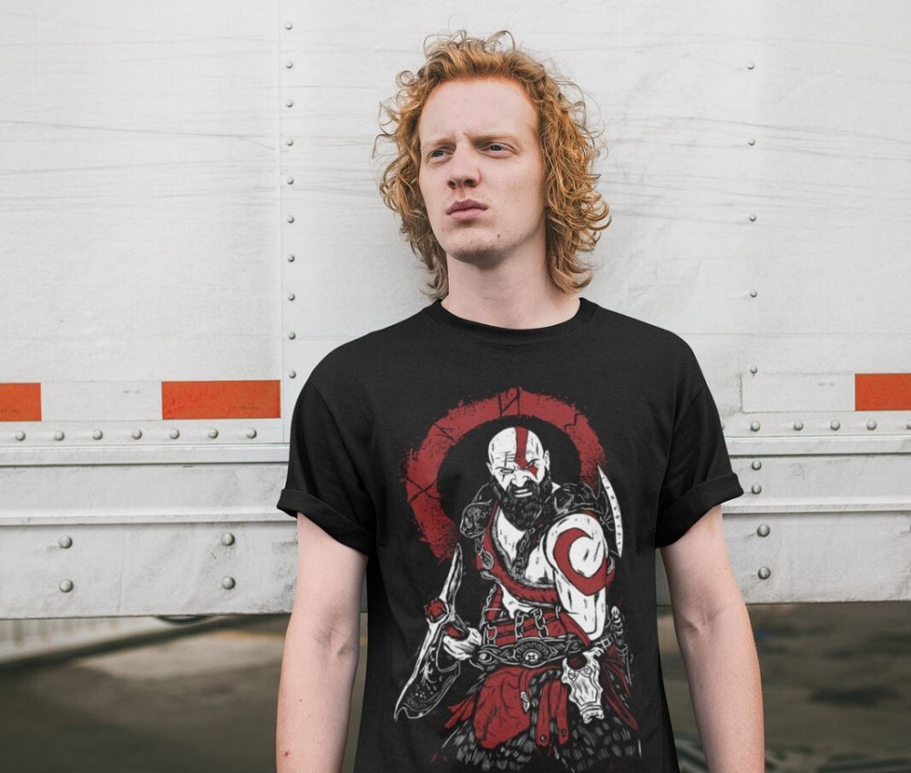 Футболка з аніме принтом Кратост Год Вар Гхост оверсайз (S/M/L) Чорний AnimeJ1127 Дніпро - фото 2