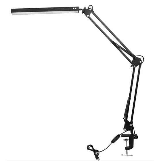 Настольная LED-лампа на струбцине, поворотная, черная Киев