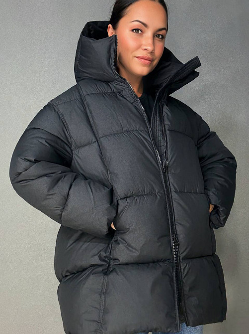 Куртка жіноча Lady Yep 10036 парка пуфер оверсайз з капюшоном чорна, чорний, 42 Київ - фото 1