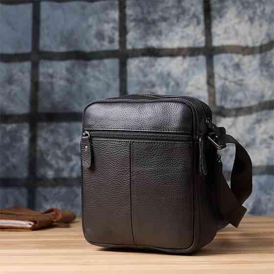 Містка чоловіча сумка на плече з натуральної шкіри Vintage 23022 Чорний Київ