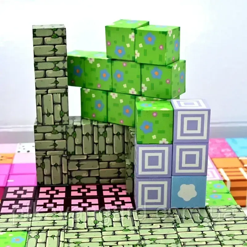 Магнітні кубики конструктор для дівчинки 110 блоків magnetic building cubes CH 1331 Хмельницький - фото 3