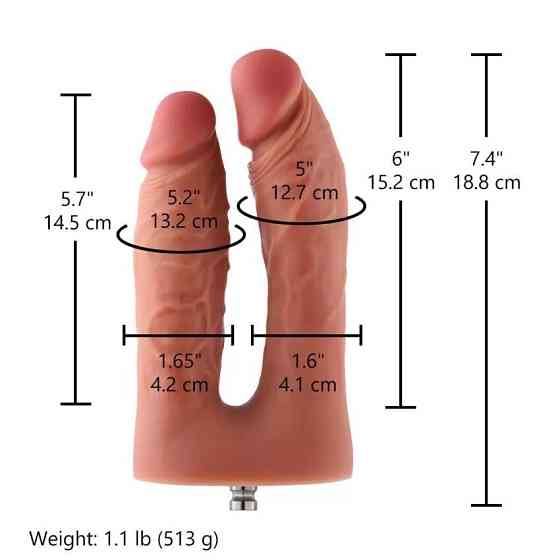 Подвійний фалоімітатор для секс-машин Hismith Silicone Double Penetrator Dildo, система KlicLok Sex Aura Київ