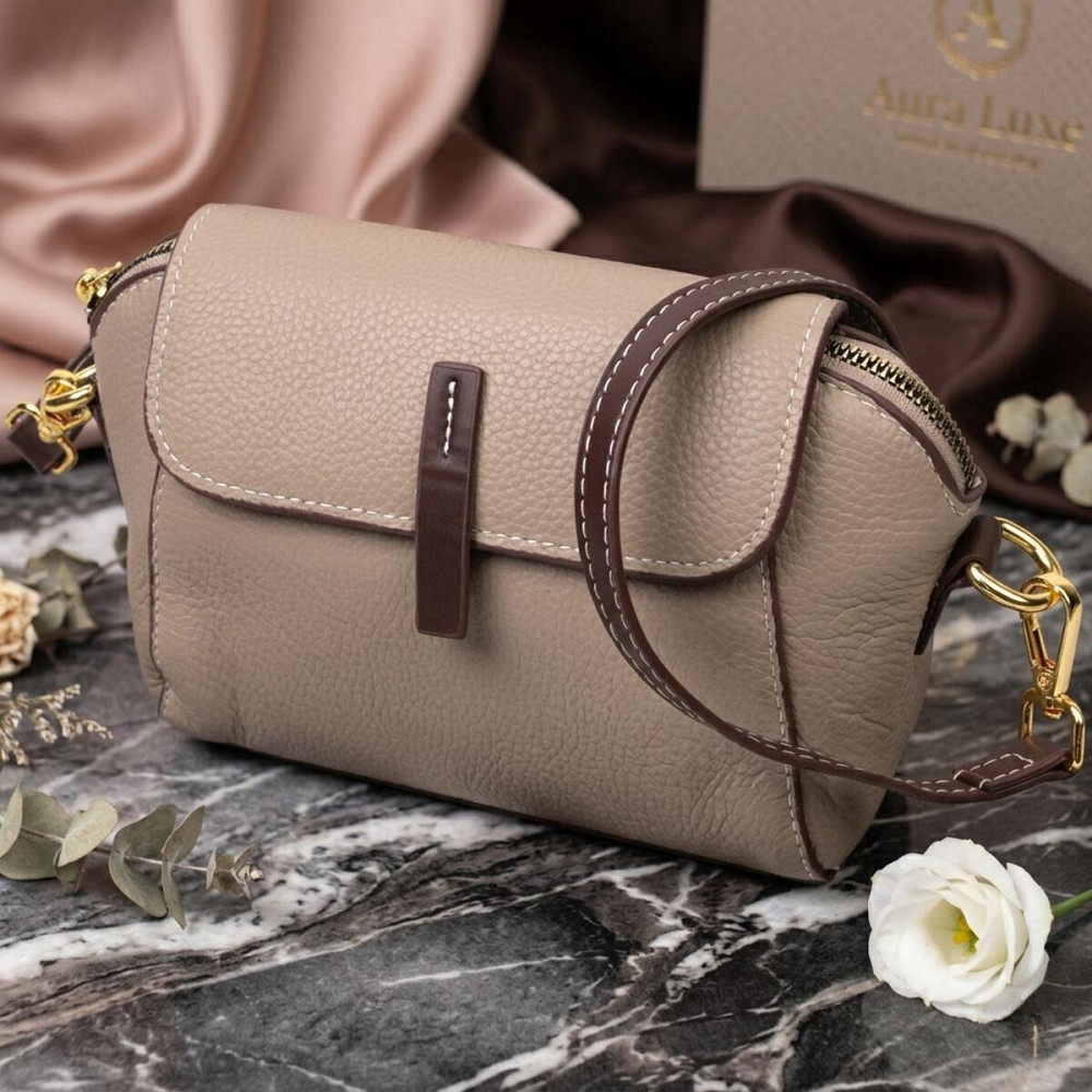 Стильна жіноча компактна сумка з натуральної шкіри Vintage 22267 Бежева Київ - фото 11