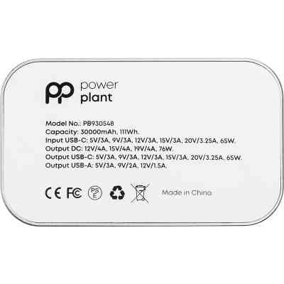 Батарея универсальная PowerPlant 30000mAh, PD/76W, QC/3.0, DC 12-19V, USB-C(65W Max), USB-A (PB930548) Винница