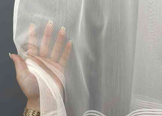 Тюль VR-Textil 1815т Бамбук с вышивкой и бархатом Молочный  300х270 см (40-111) Киев