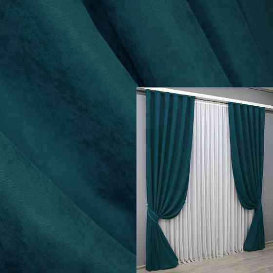 Комплект готових штор VR-Textil Мікровелюр Petek № 1494ш Смарагдовий 100х270 см 2 шт (31-0018) Київ