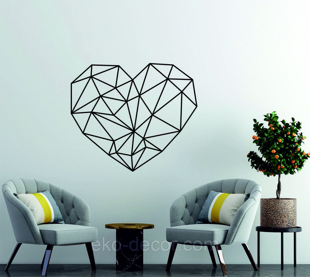 Декоративное настенное Панно «Сердце» Декор на стену 90*77 см, Черный Киев - изображение 3