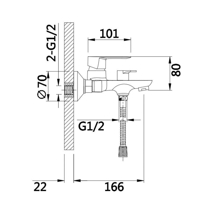 Змішувач для ванни Lidz Latwa 006 з душовим гарнітуром хром Київ - фото 2