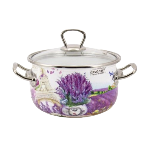 Каструля грудка 2,1л 16 см Лаванда 16707 Оптима Житомир - фото 1