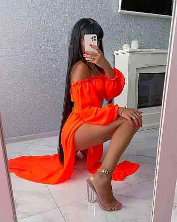 Женский яркий пляжный костюм двойка: топ и штаны шифон Оранжевый Одесса