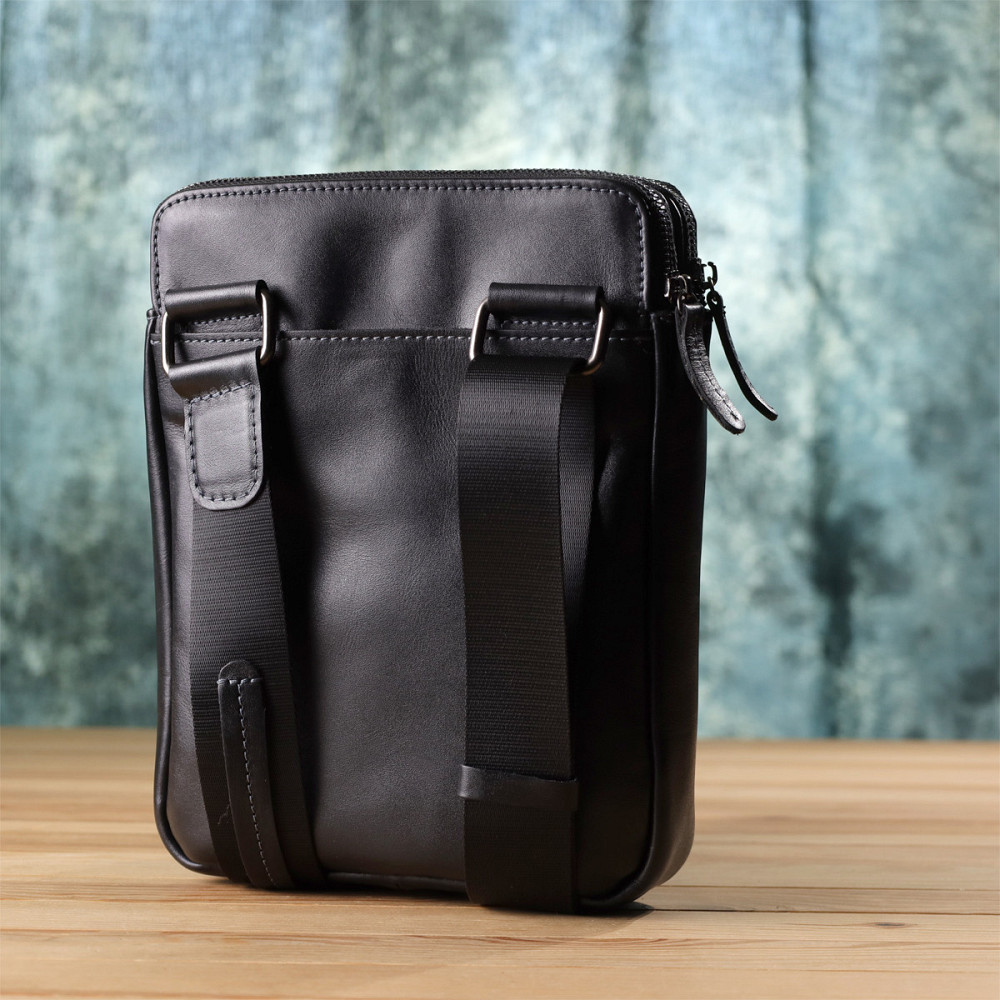 Красивая мужская сумка через плечо из гладкой натуральной кожи Shvigel 20871_1 Черный Киев - изображение 2