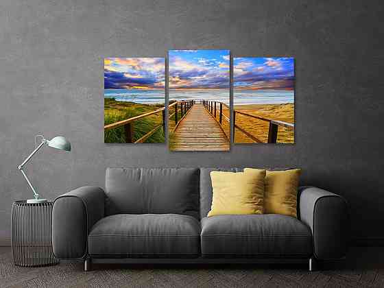 Модульная картина в гостиную / спальню Пляж  Art-616_3 70x130 см Киев