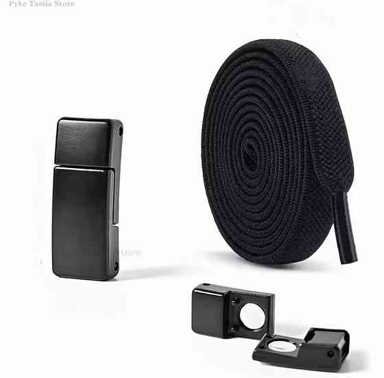 Еластичні шнурки без зав'язок з магнітними застібками темний металік Сміла