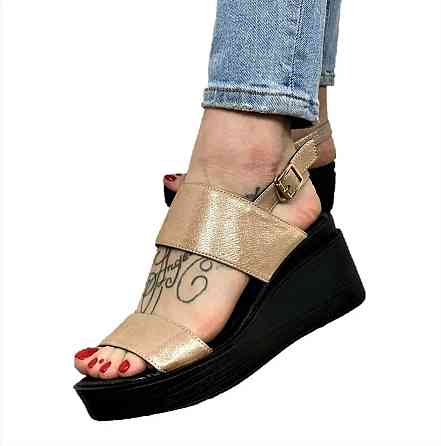 Жіночі Сандалі Босоножки на Танкетці Платформа Бежові Літні (розміри: 36) - 76-4 Дніпро