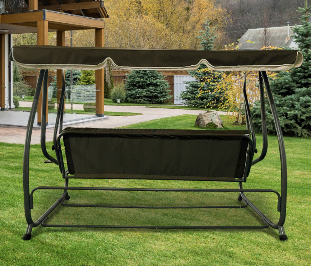 Садовая качеля четырехместная Avko Relax Plus с козырьком для сада, дачи садовые качели Коричневый Киев - изображение 5
