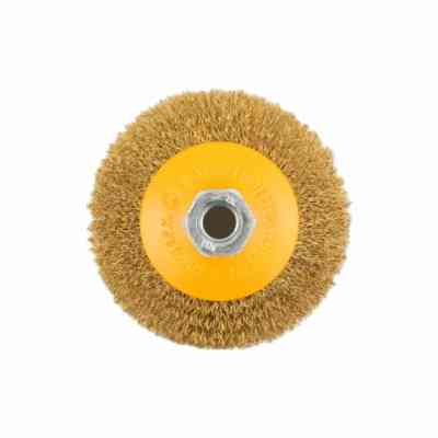 Щетка для электроинструмента Tolsen коническая 100 мм М14, гофрированная латунированная проволока 0.3 мм (77627) Винница